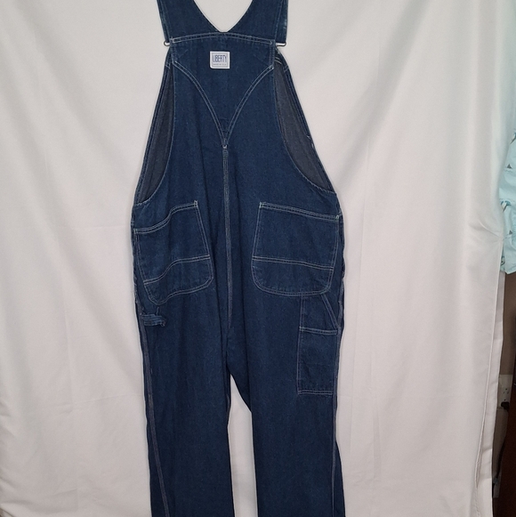 Liberty Made in USA Vintage Denim Work Wear Bibs Overalls Men's Size 42 x 29" - Picture 2 of 11